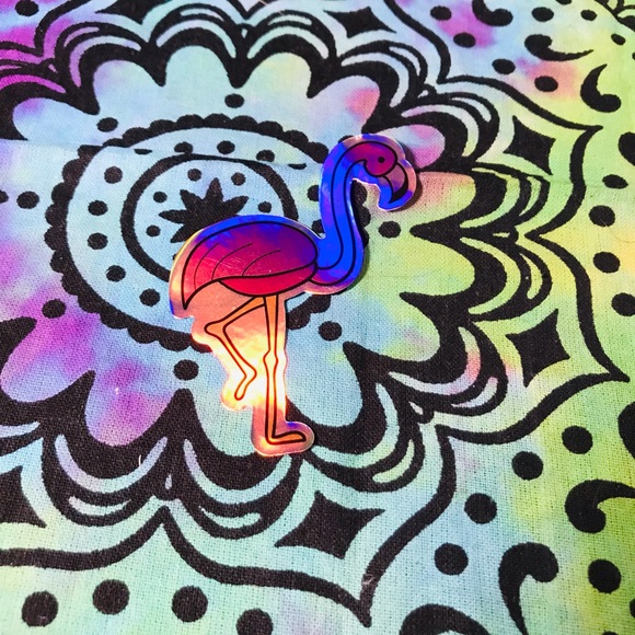 Flamingo Metallic Prismatic Reflective Single Decor Sticker - Picture 2 of 11